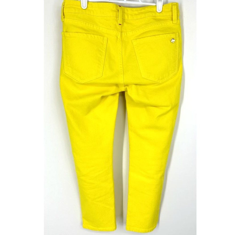 Kate Spade Play Hooky Broome Street Yellow Stretch Denim Capri Pants Sz 27